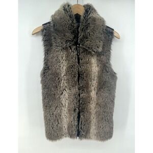 Lisa International Women S Brown Faux Fur Sweater Vest Zip Up Mob Wife